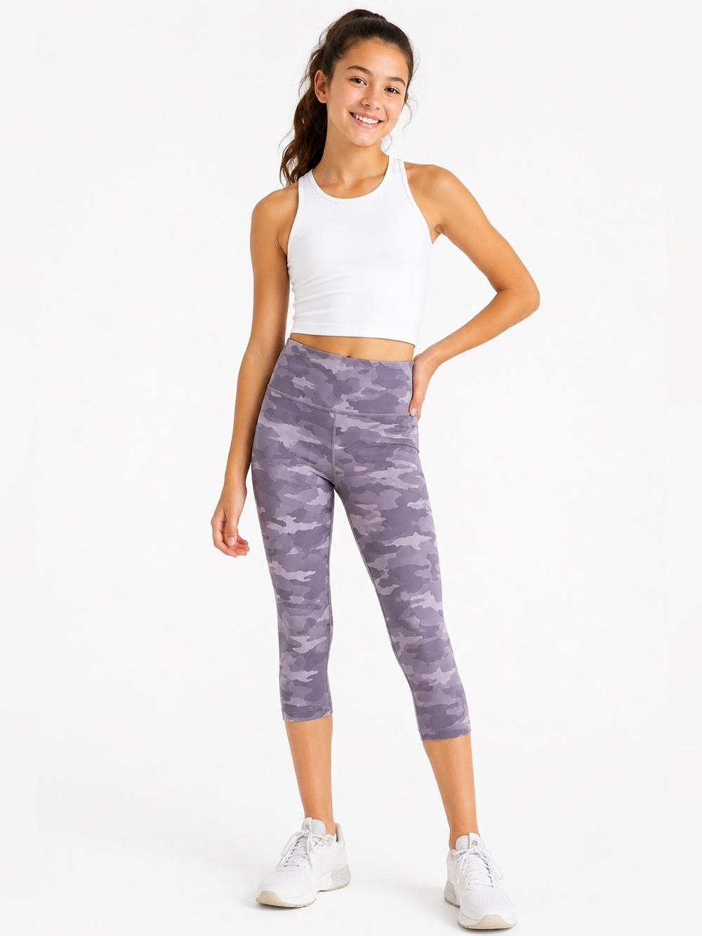Athleta Girl Lavender Camo Chit Chat Capri Leggings XXL 16